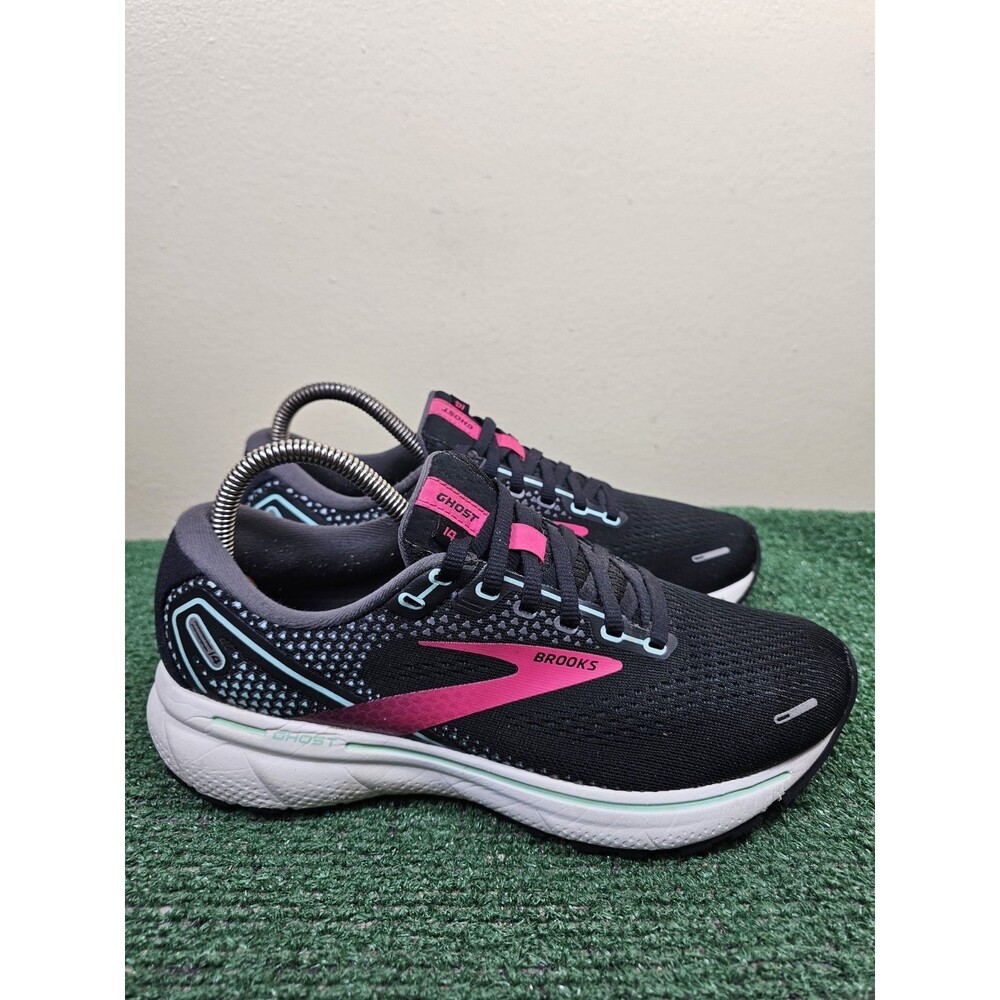 Brooks Ghost 14 Womens Running Shoes Black Pink Size 8.5 B Medium 1203561B013
